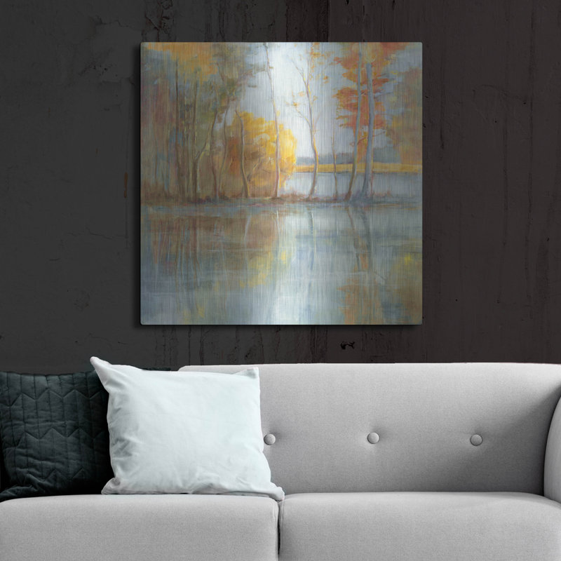 Art mural en métal Latitude Run® «Lakeside Reflection» par Danhui Nai, H 36 po x l 36 po