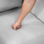 Gris moderne, structure en bois massif et contreplaqué, sièges confortables, tissu texturé de style contemporain, coussins attachés évasés