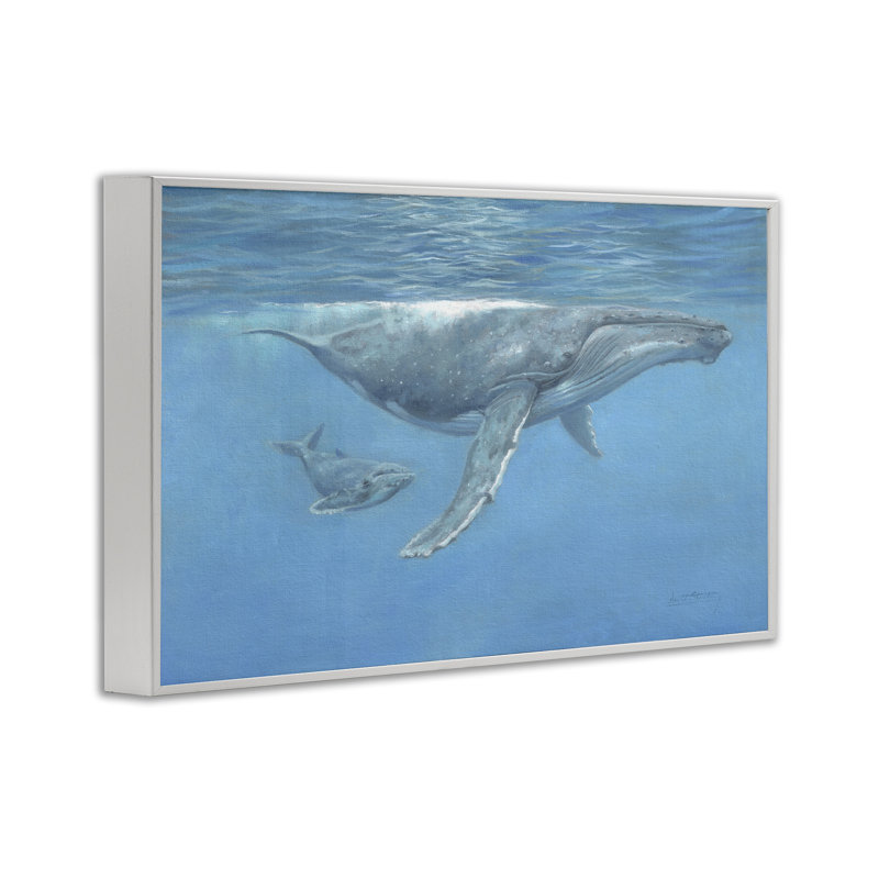 Baleine à bosse sous l'eau, estampe numérique, conception par David Stribble, H 20 po x l 30 po