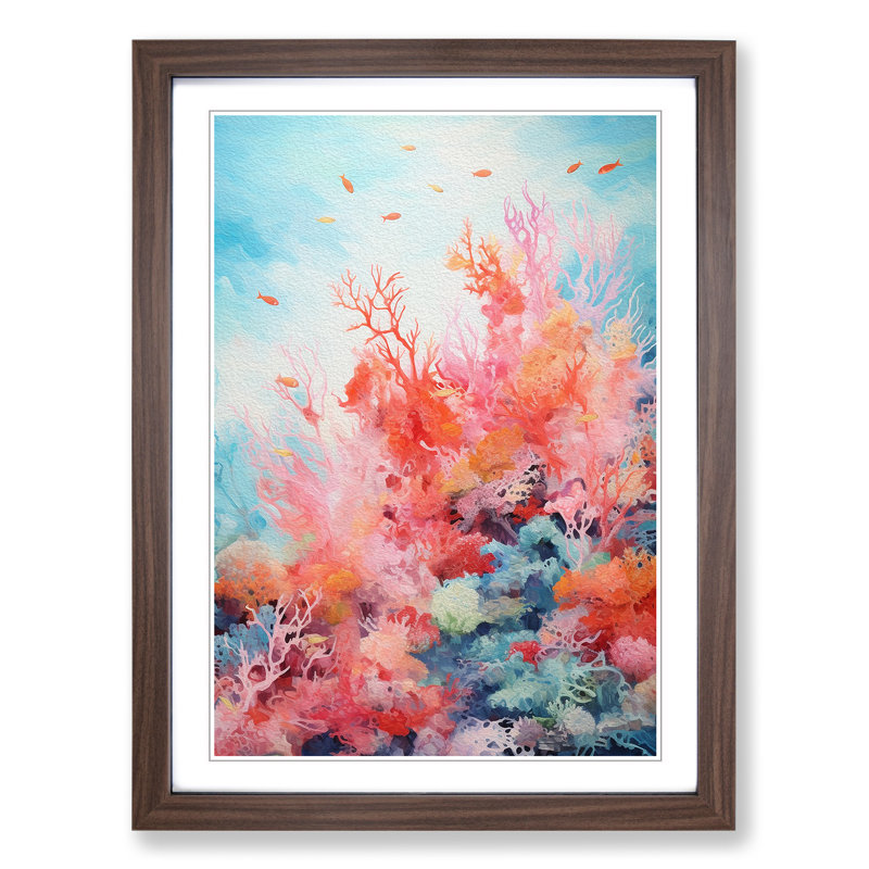 Single Picture Frame Print on Wood, 34cm H x 25cm W, Walnut Framed