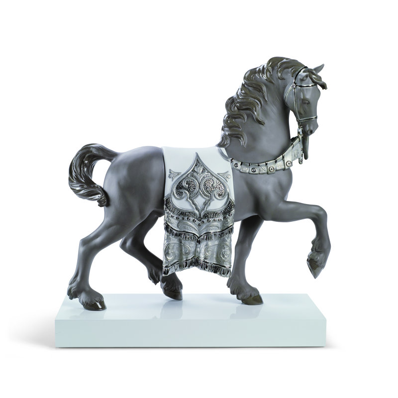 Regal Steed Figurine, Gray