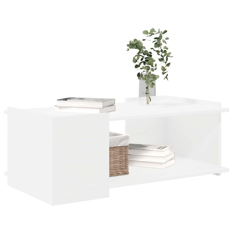 Coffee Table with Storage, 33cm H x 90cm L x 50cm W, White