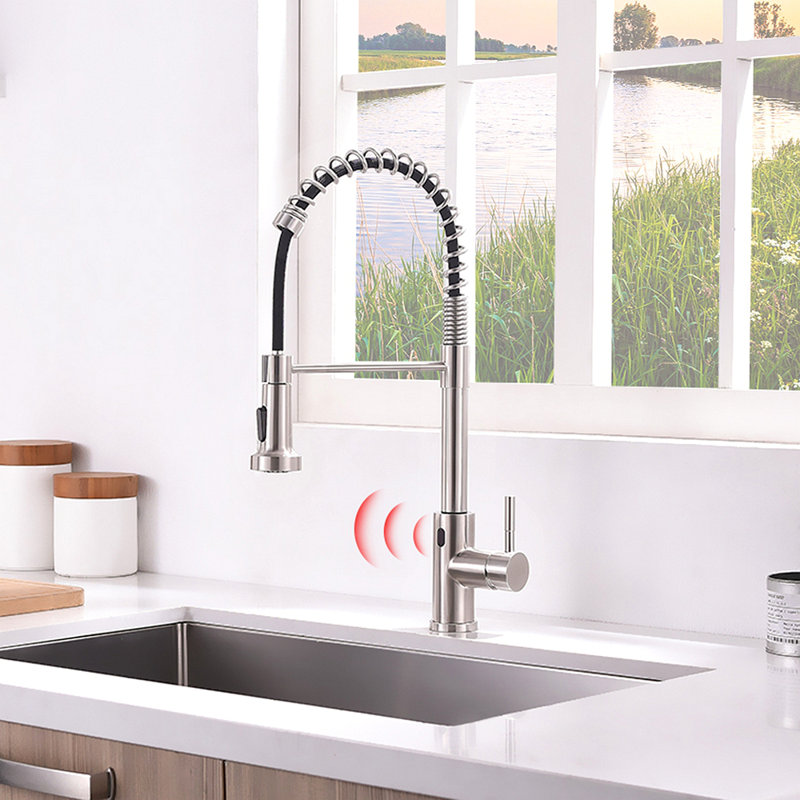 Touchless Kitchen Faucet,Hands Free Automatic Smart Kitchen Faucet Black Smart Kitchen Faucet, Brushed Nickel