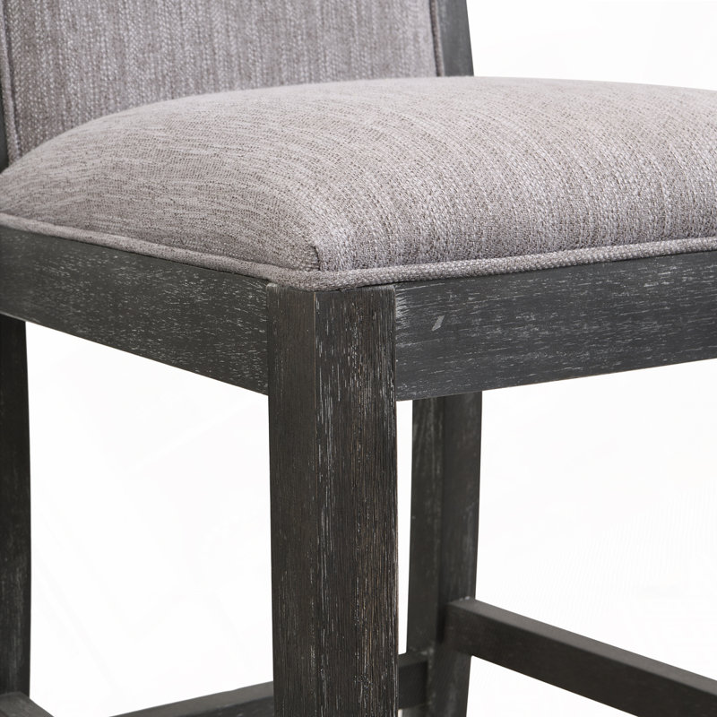 Tabourets de bar en bois d'hévéa, tabourets de bar rembourrés, Noir, Gris
