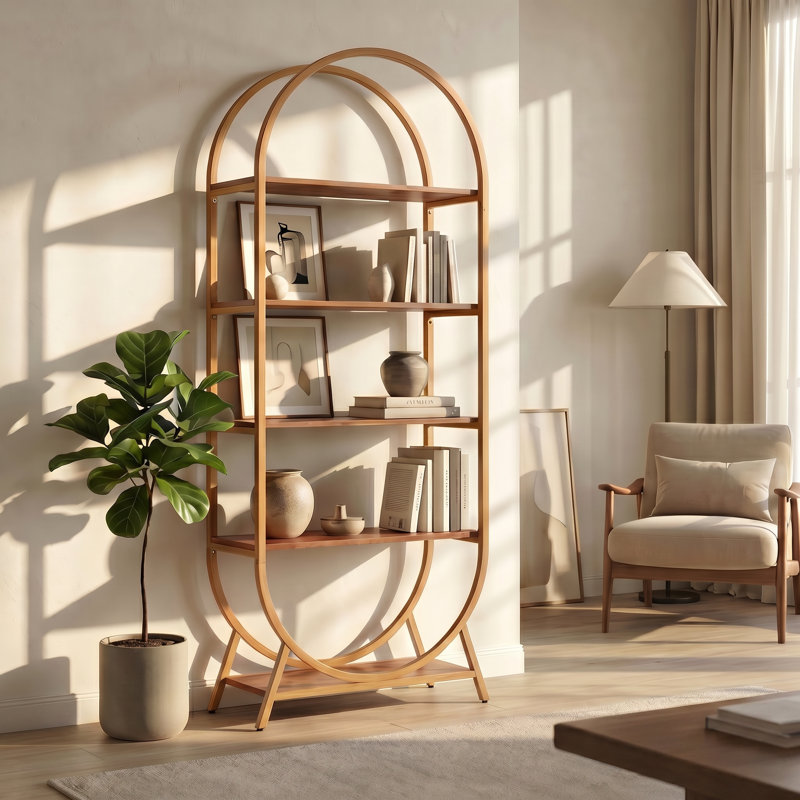 70.8" Modern 5-Tier Arched Bookcase