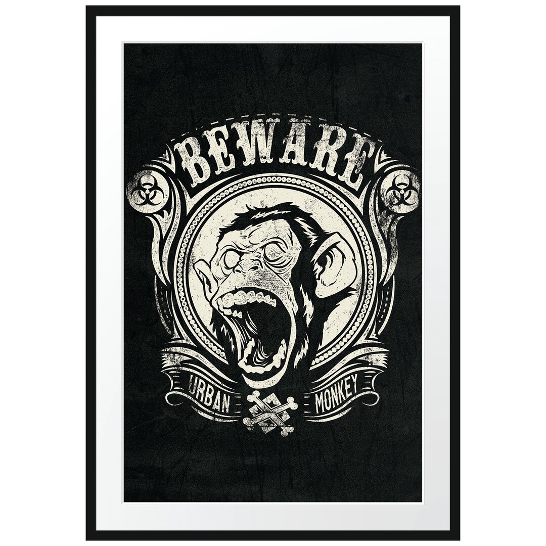 Gerahmtes Poster Urban Monkey Black