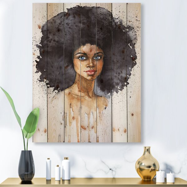 Bless international Portrait Of African American Woman X On Wood ...