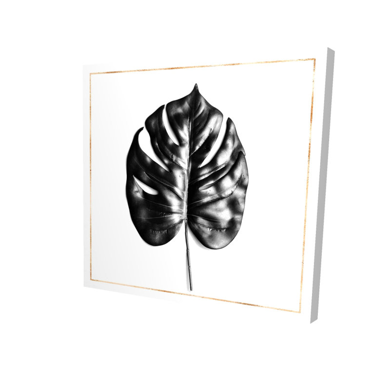 Toile botanique blanche exotique | Feuille de Philodendron