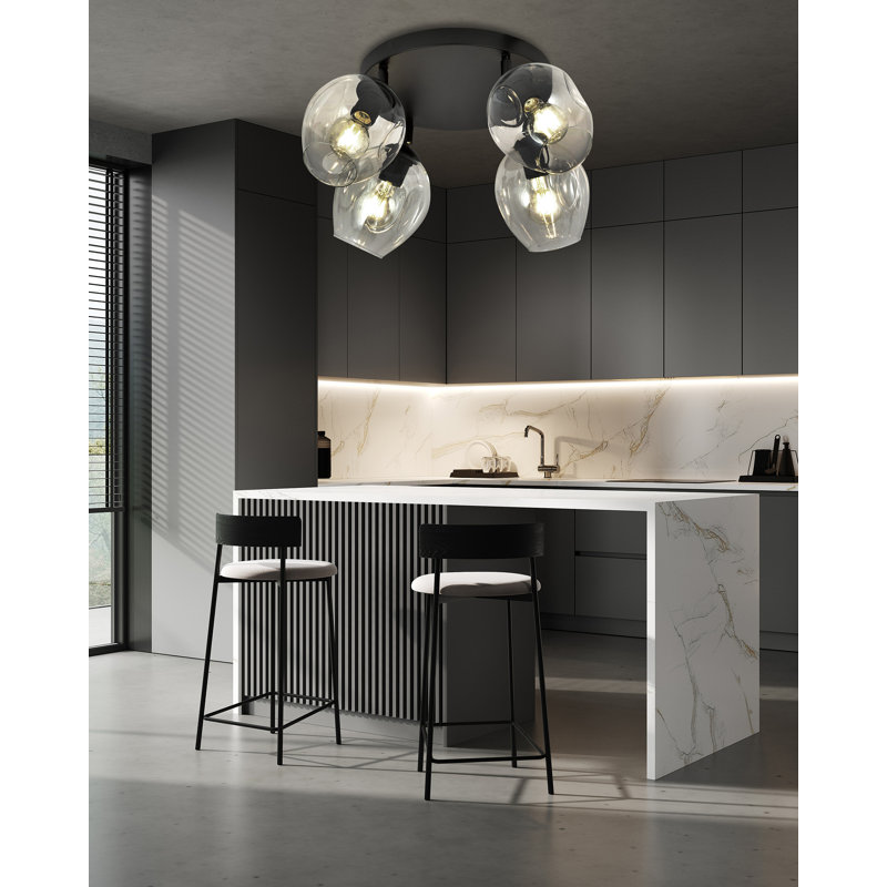 3-Light Flush Mount, Transparent