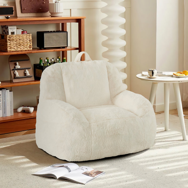 Large Bean Bag Sofa Chair for Adults & Teens, Soft Filled Floor Lounger for Living Room, Bedroom or Game Room, Beige, Beige
