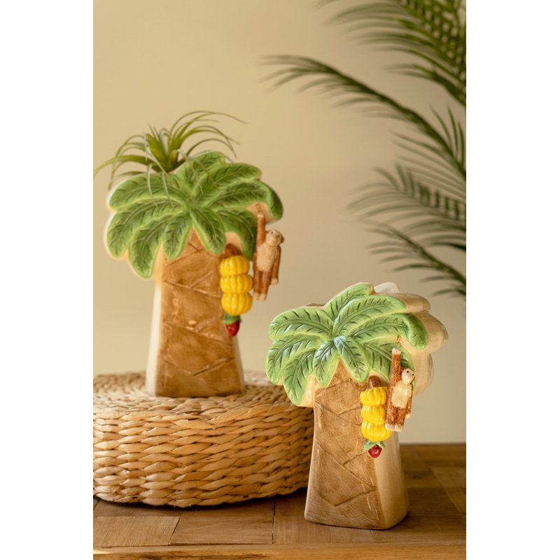  Ensemble de 2 vases en céramique Palm Tree