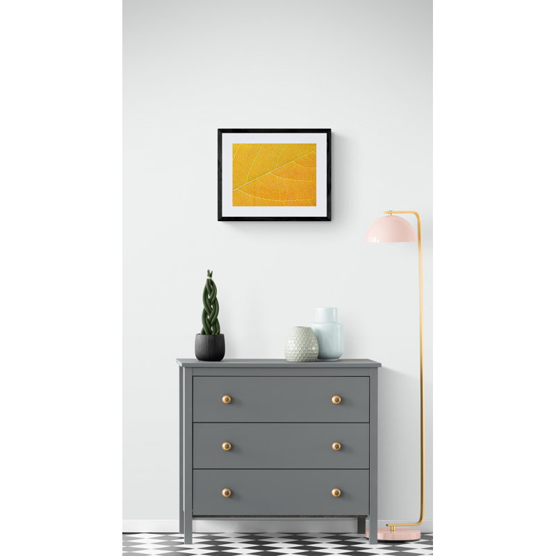 Autumn Leaf Print by Philippe Monthoux, Black Framed Canvas, 24" H x 32" W
