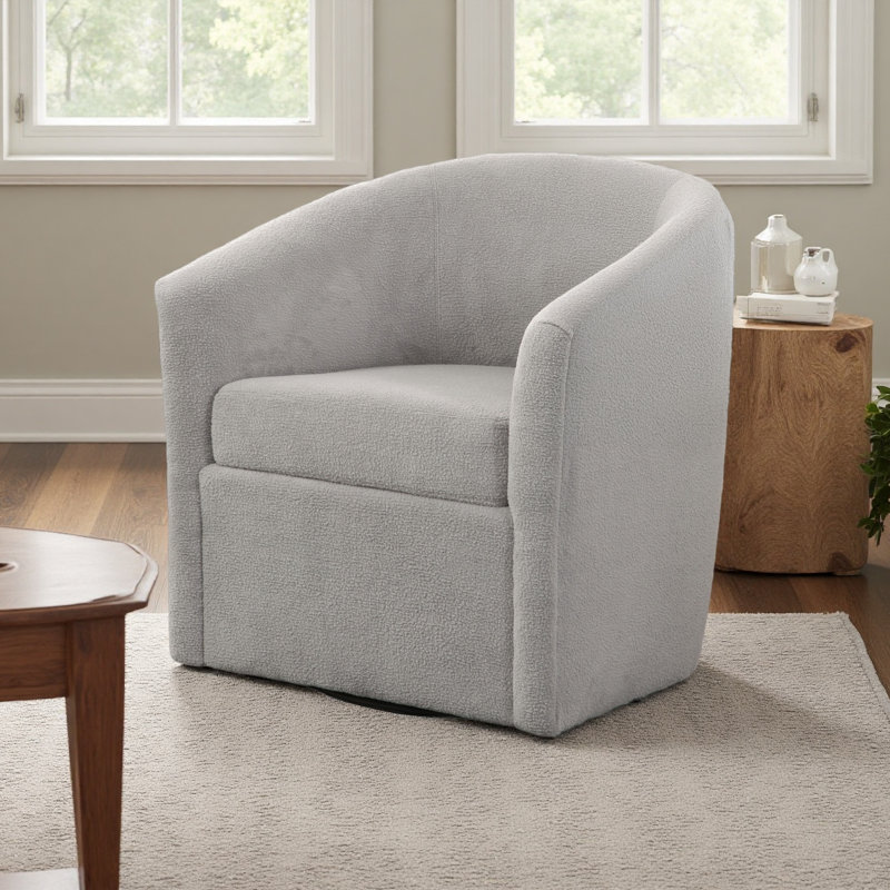 Fauteuil d'appoint pivotant Barrel, Gris clair