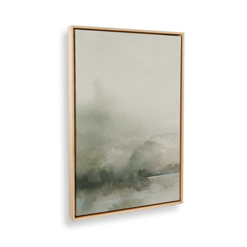Muted Green Tranquility I Canvas Print, 18.75" H x 12.75" W x 1.75" D, American Maple Floater Framed
