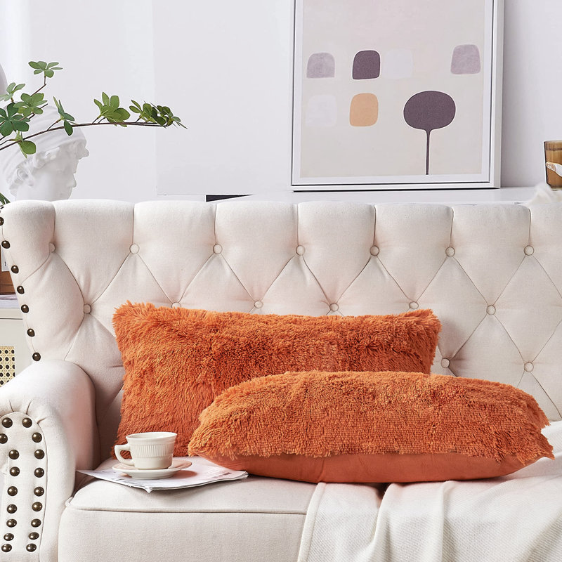 Rectangular Lumbar Cushion Cover, Burnt Orange
