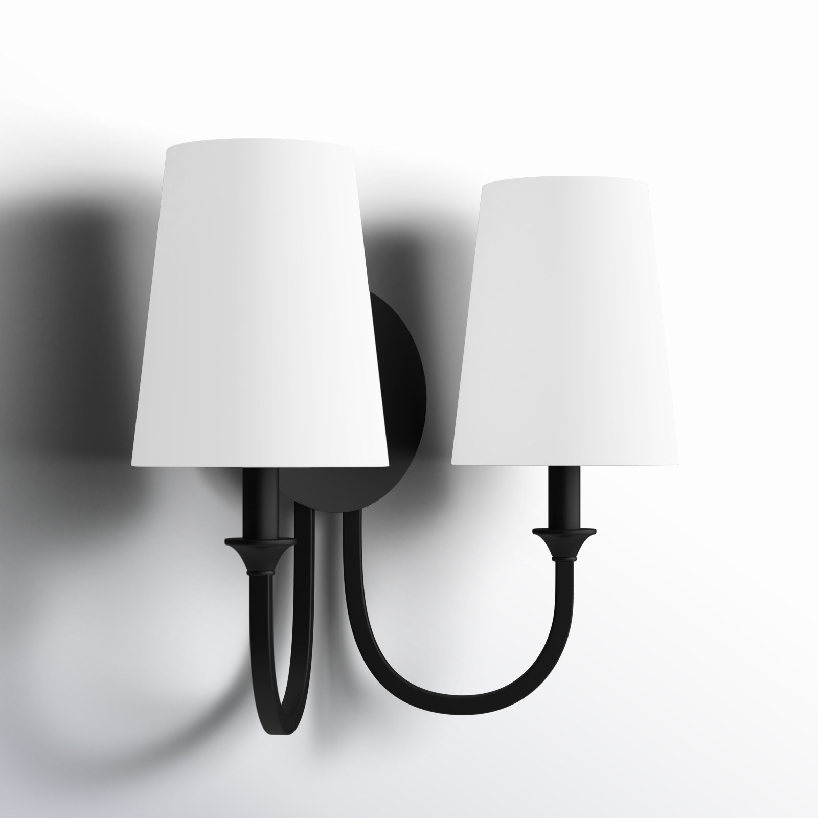 Ikenna 2 Light Dimmable Armed Sconce, Black Forged