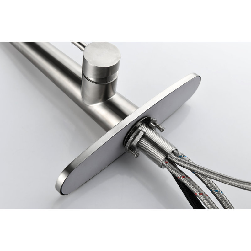 High Arc Single Handle Kitchen Faucet In Brushed Nickel, Pull Down , Deck Plate, Modern Stainless Steel Sink Faucet, Handle, Look