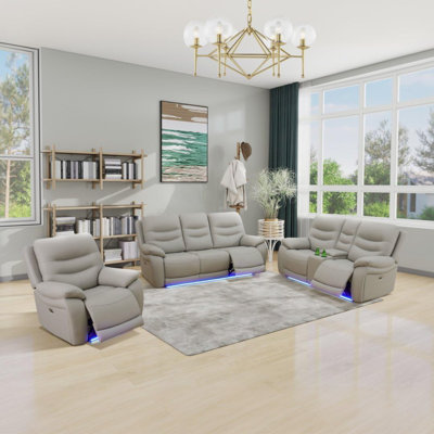 3 - Piece Faux Leather Power Reclining Living Room Set With LED Lighting by Latitude Run