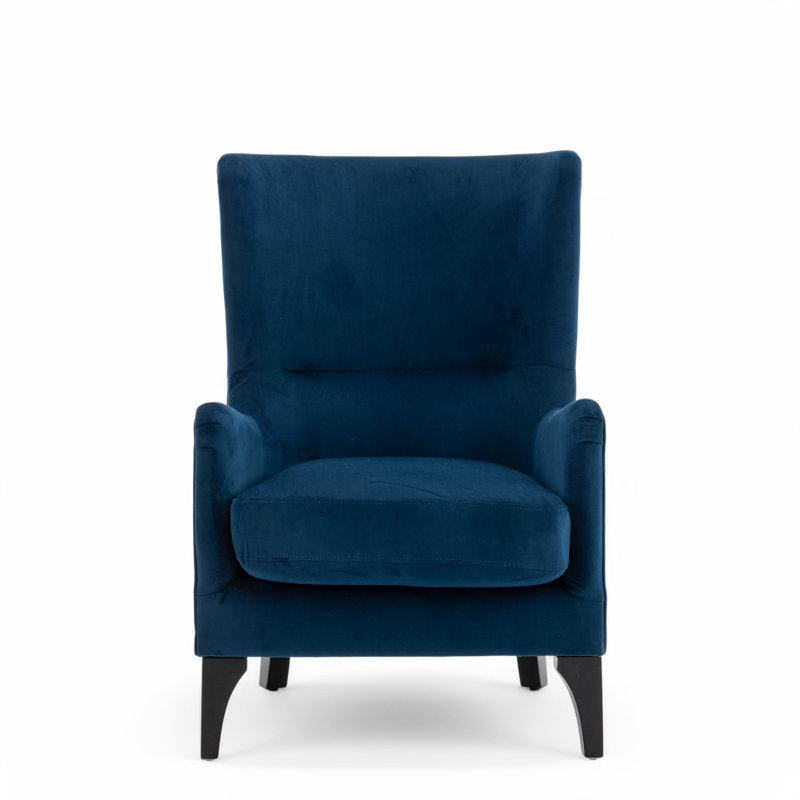 68cm Wide Tufted Wingback Chair, Blue Velvet