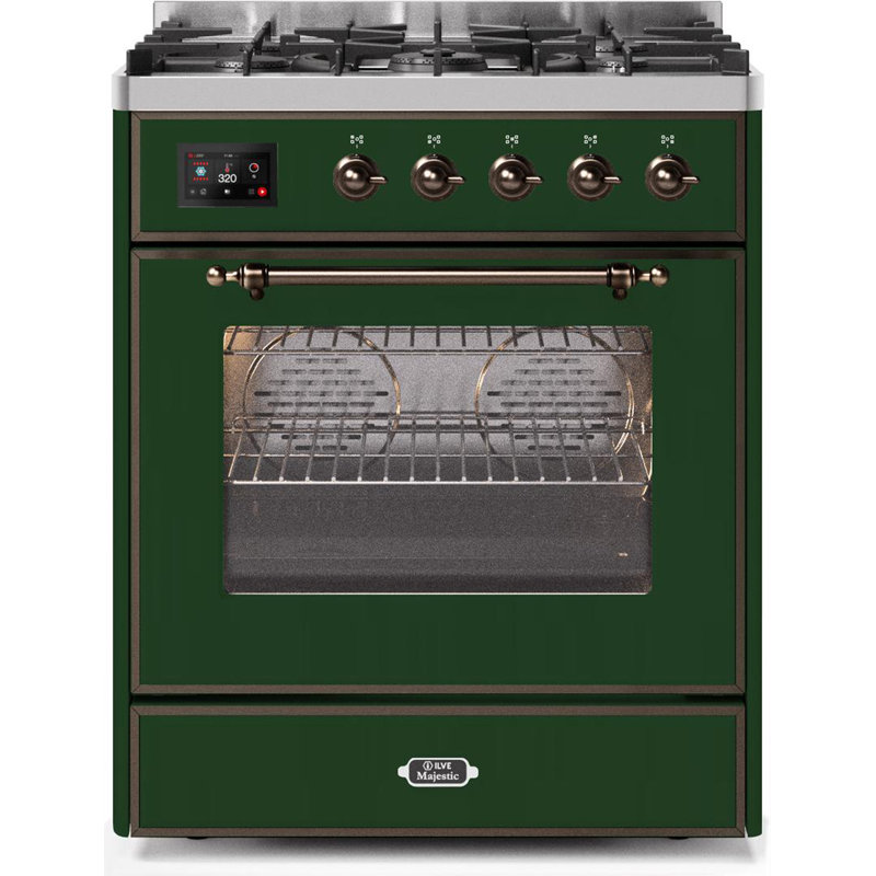 Majestic II 30" 2.3 cu. ft. Freestanding Dual Fuel Range, Emerald Green/Bronze, Liquid Propane