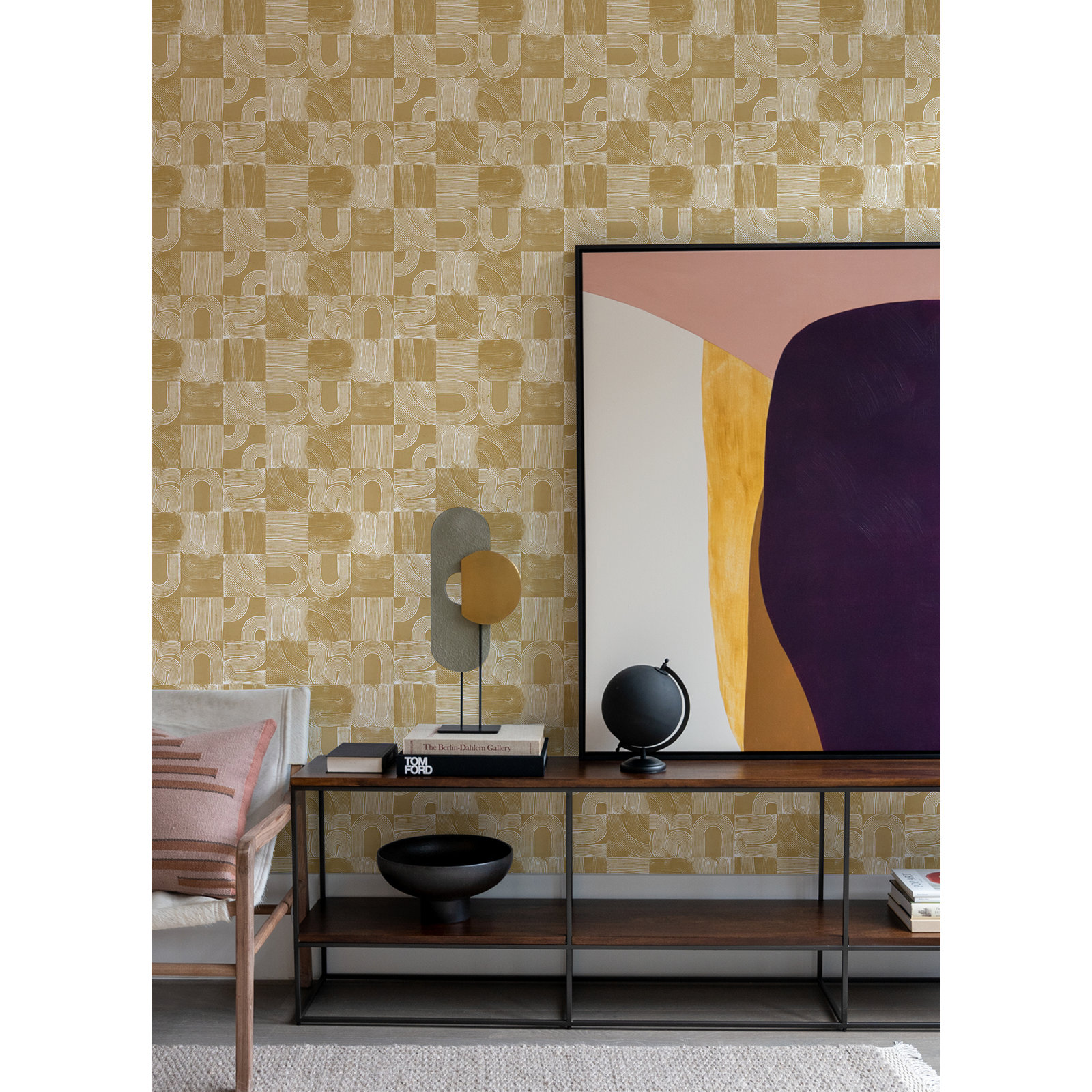 Jacobsen Modern Peel & Stick Geometric Wallpaper, Yellow