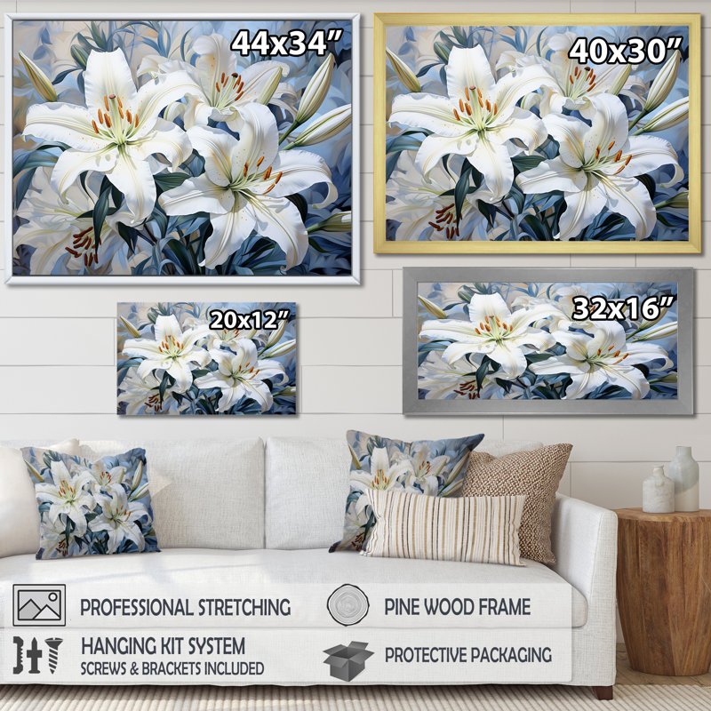 «Lilies Blossoms In Bloom VI», reproduction sur toile, H 34 po x l 44 po x P 1,5 po, Toile tendue