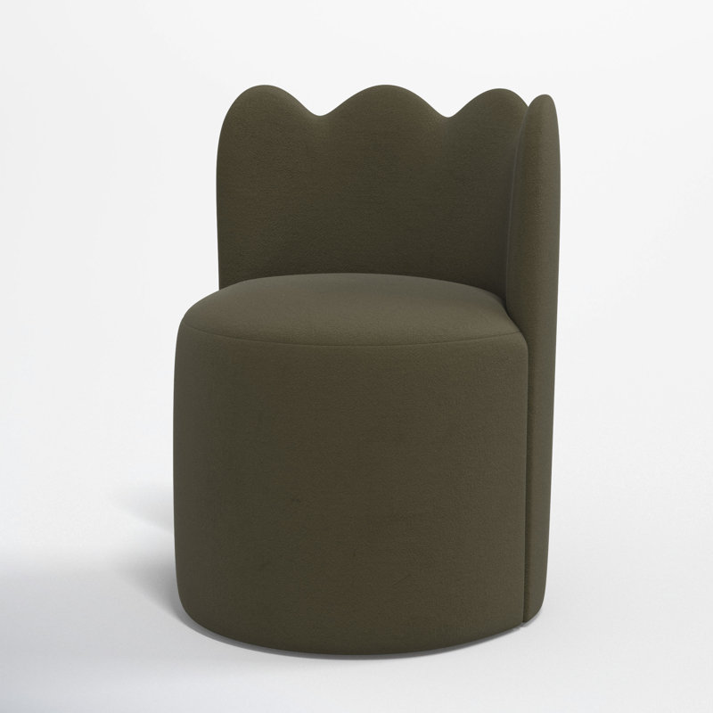 Chaise de salle à manger à dossier ondulé Dahlia, Velours classique Loden