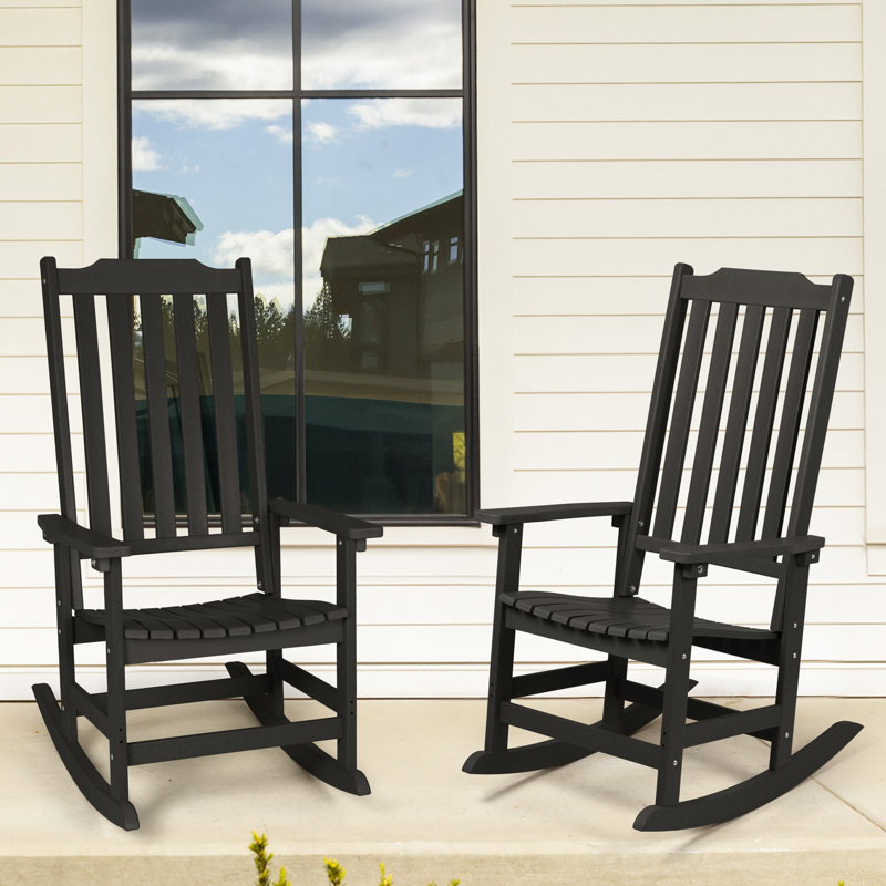 Chaise berçante d'extérieur Bertsche, Noir, noir, noir, noir, 2