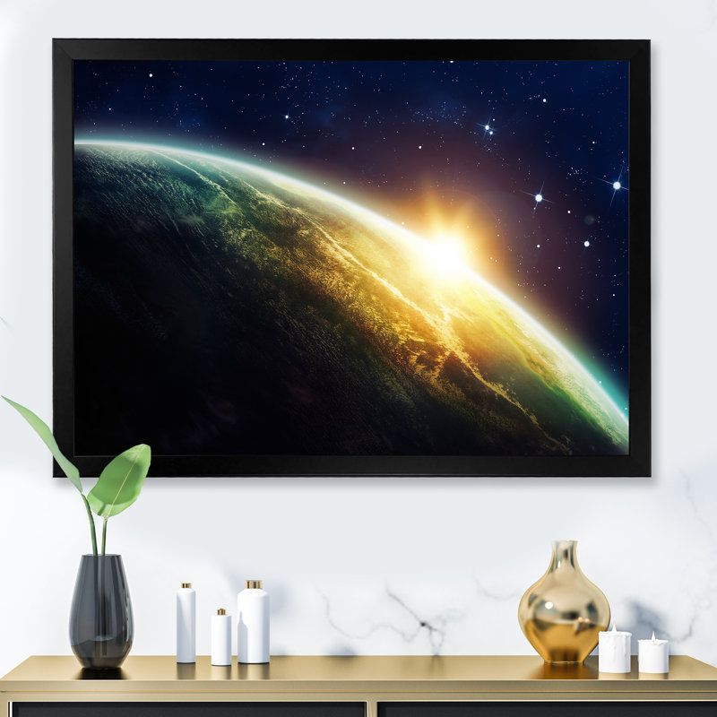 «Space Sunrise Illustration», impression sur toile encadrée