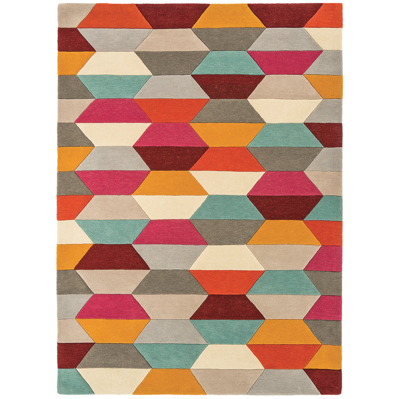 Triston Geometric Wool Hand Woven Area Rug, Rectangle 140 x 200cm