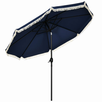 Parasol de patio de 9 pi avec bouton poussoir inclinable et manivelle Outsunny