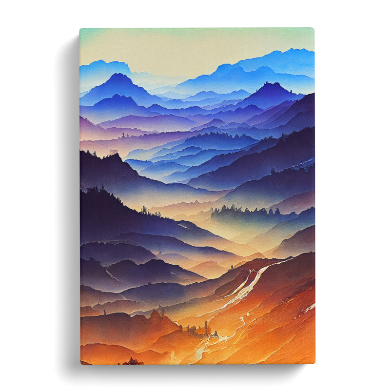 Painted Mountain Landscape No.6 - Wrapped Canvas, 76cm H x 50cm W x 3cm D