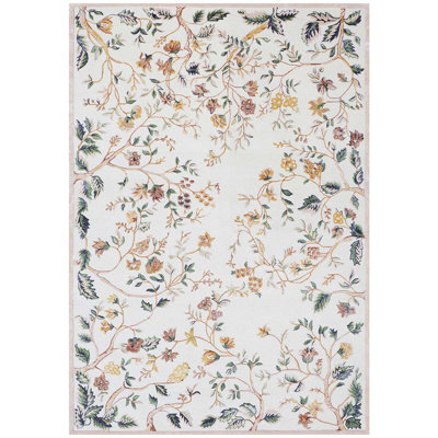 Floral Area Rug in Ivory