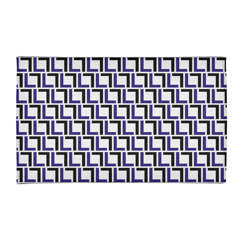 Tapis géométrique blanc cassé / noir / mauve, Rectangle 3 pi x 5 pi