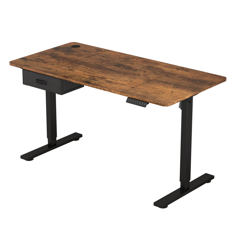 Alstead Adjustable Height Standing Desk, 120cm W x 60cm D, Black, Brown