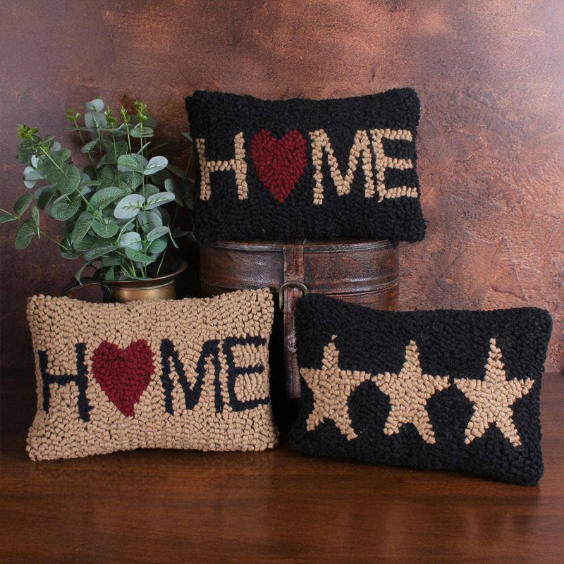 Home Hooked Pillow 8X12  Tan