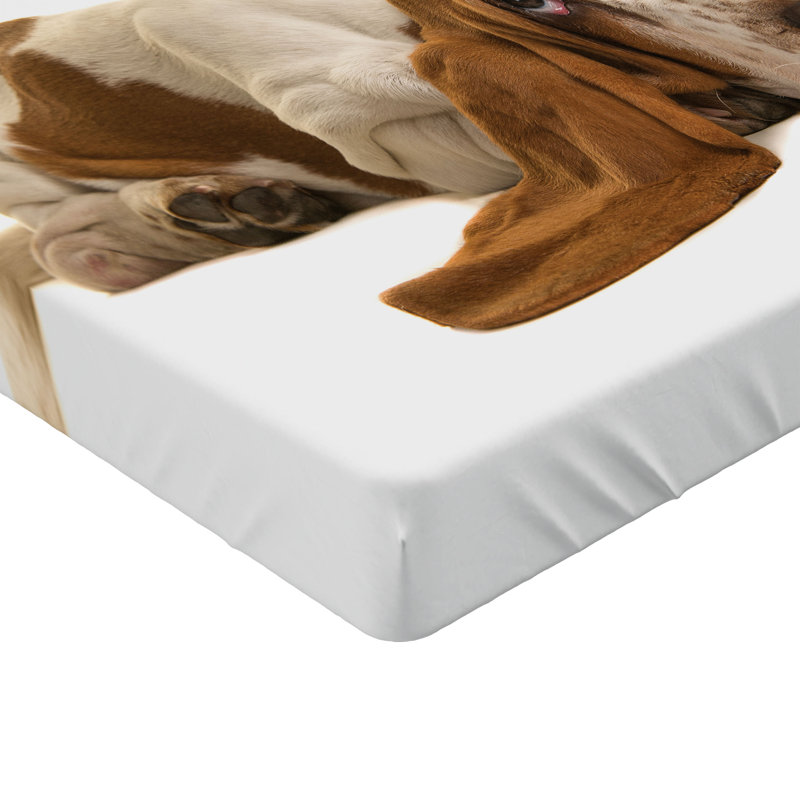 Blue Microfiber Full Fitted Sheet Set with Dog Print