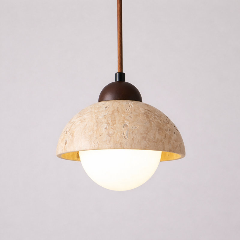 Modern Natural Stone And Wood Pendant Light