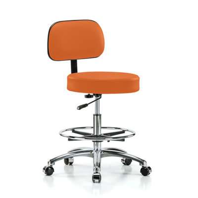Tabouret de base PERCH Chrome avec dossier et repose-pieds | Hauteur du banc moyen: 21 à 28,5 po
