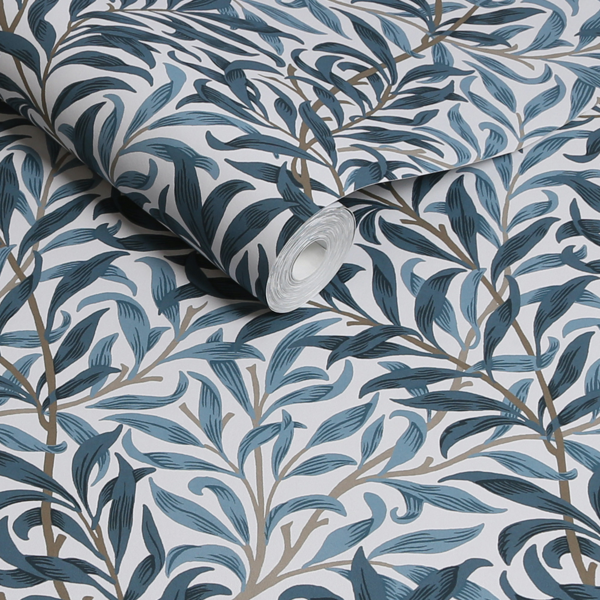 Floral Wallpaper, White/Blues