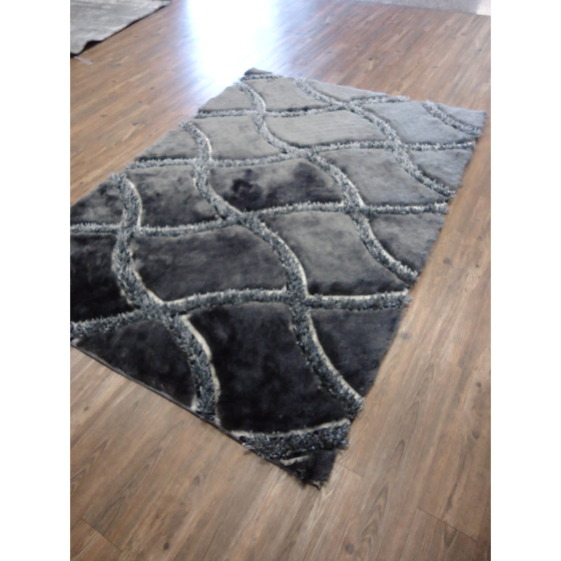 Tapis noir touffeté à la main Nevin