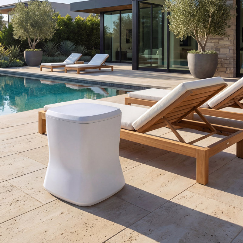 Coast Modern Outdoor Side Table Cooler - 2 in 1 Patio Decor Storage Table & Ice Chest - 25 QT - White, White