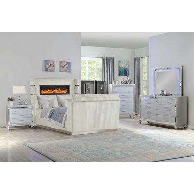 Ensemble de chambre à coucher de style grand lit 5 pièces Lavish Modern