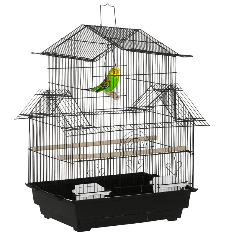 Cage à oiseaux 25 po, cage à perroquet pour pinsons, canaris, perruches, noir