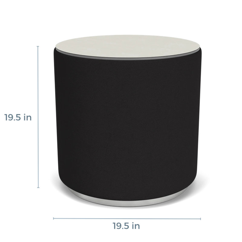 Table de réception avec plateau en stratifié Darsey, 20", Sergé blanc, Argent; noir portes ouvertes