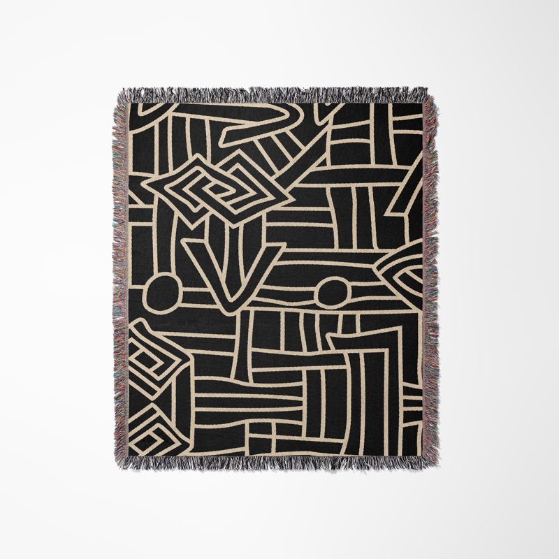 Couverture 100% coton Diof Abstract, Simple, Noir / Beige