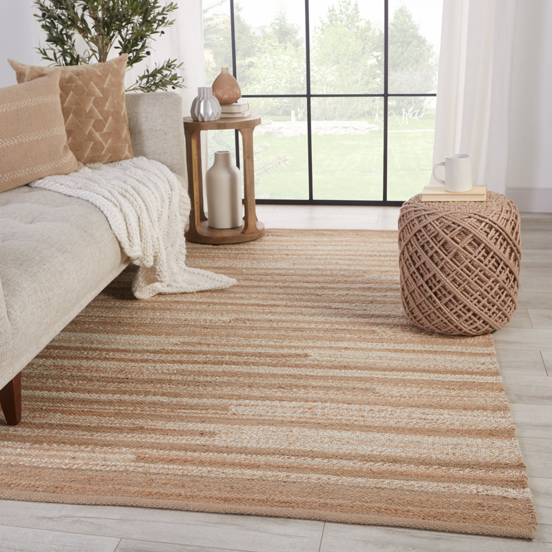 Kismet Hand-Knotted New Age 8' x 10' Jute Area Rug in Beige/Cream/Tan, Rectangle 10' x 14'