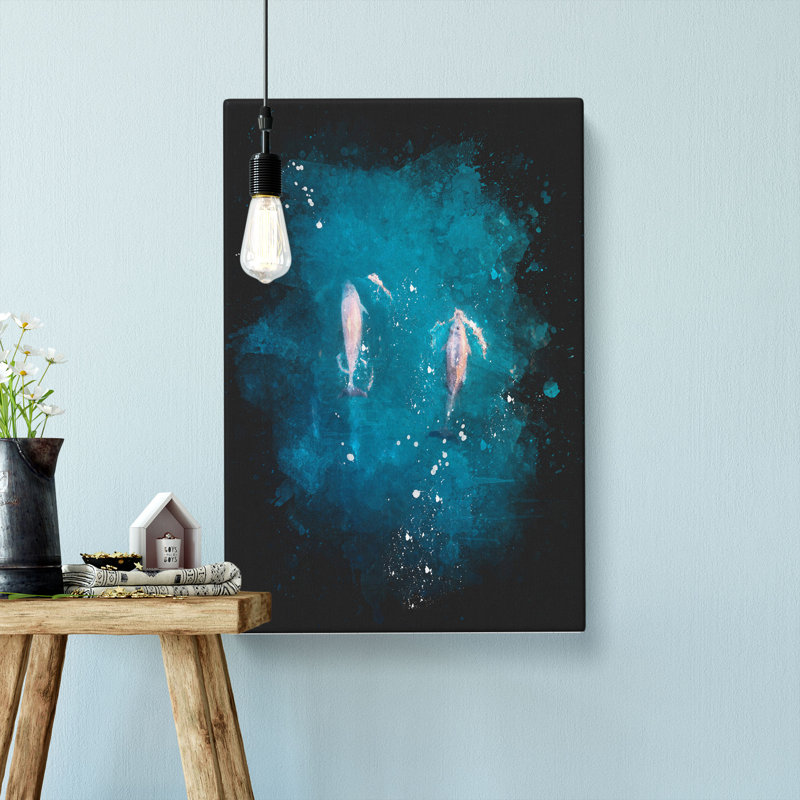 Dolphins Heading North - Wrapped Canvas, 60cm H x 40cm W x 3cm D