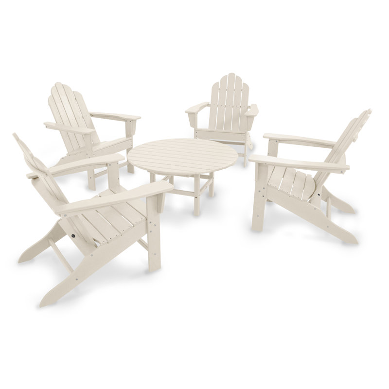 POLYWOOD Long Island Adirondack 5-Piece Conversation Group, Sand