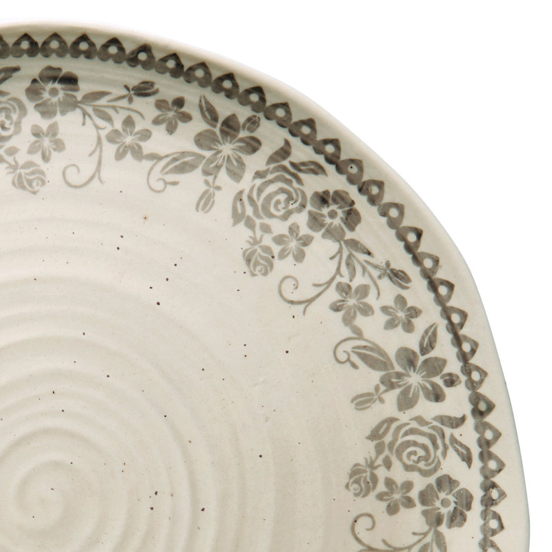 Hayden Grey Floral Ceramic 12-Piece Dinnerware Set